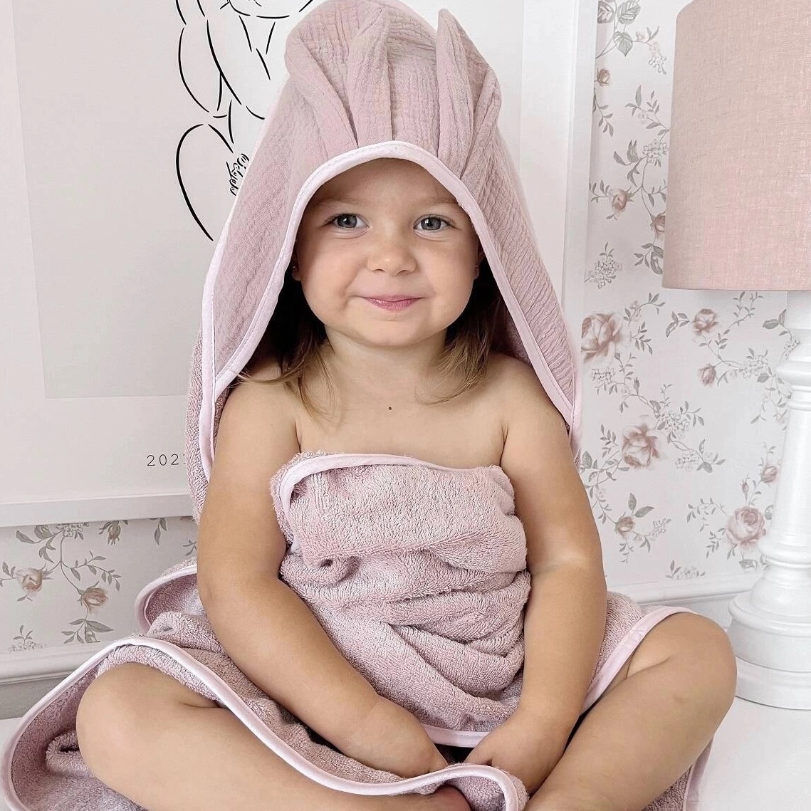 Okrycie kąpielowe bambusowe rabbit brudny róż IF