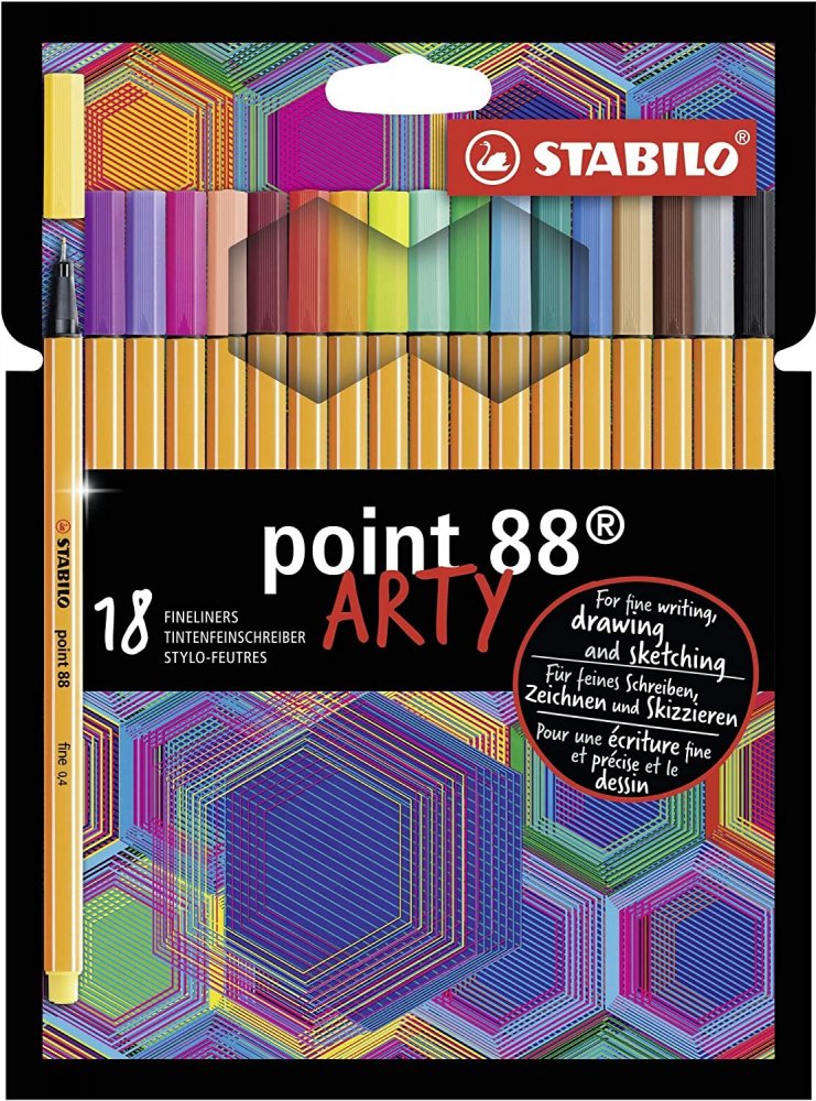 Cienkopis Stabilo Arty, Point 88 8818/1-20, 0.4mm, 18 sztuk, w etui, mix kolorów