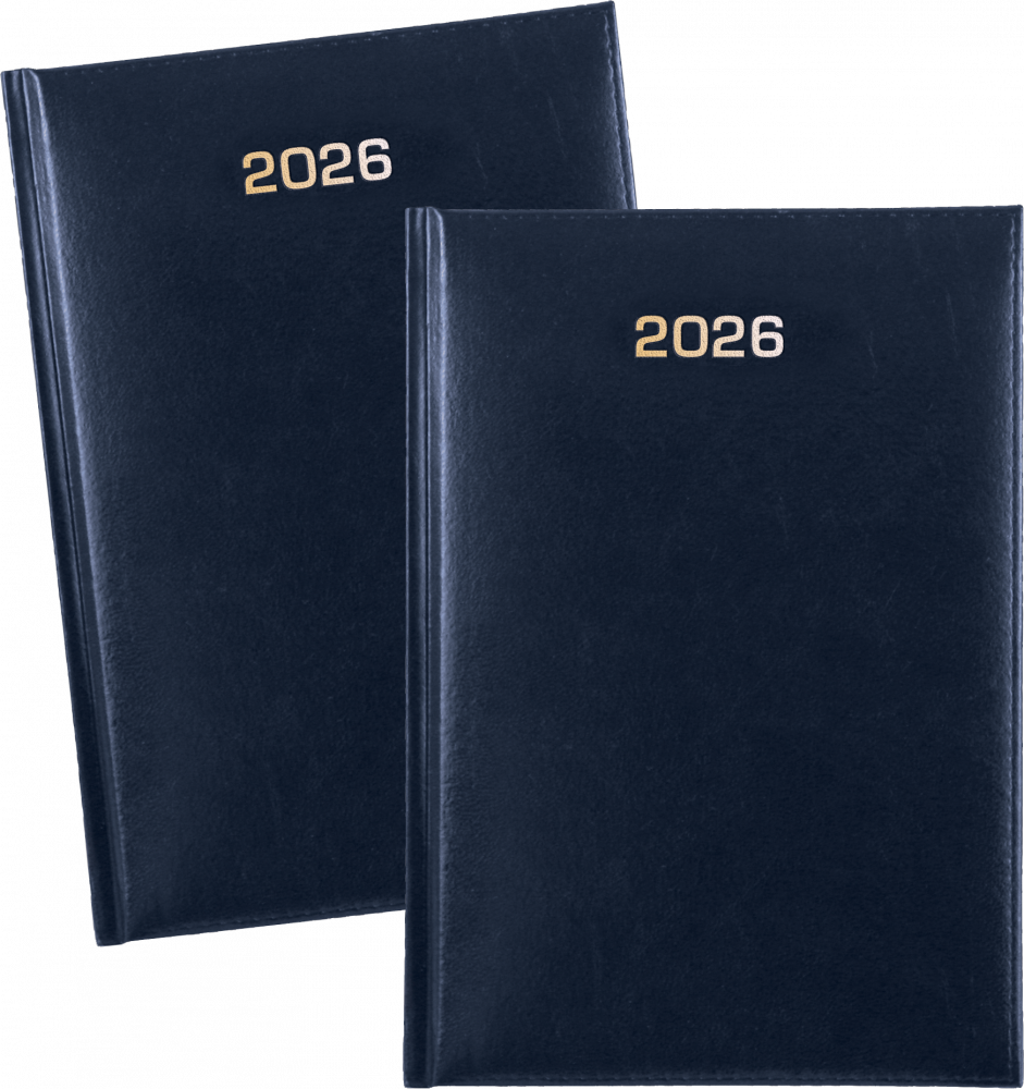 2x Kalendarz książkowy 2026, Udziałowiec, A5, tygodniowy, 64 kartki, granatowy