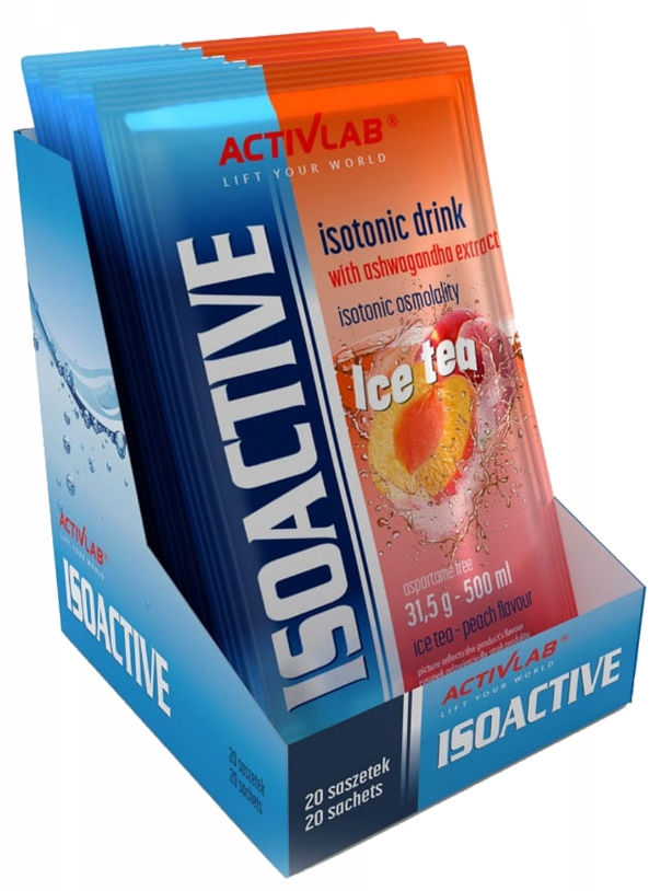 Napój izotoniczny Activlab Isoactive, w saszetkach, Ice Tea brzoskwinia, 20 sztuk x 31.50g