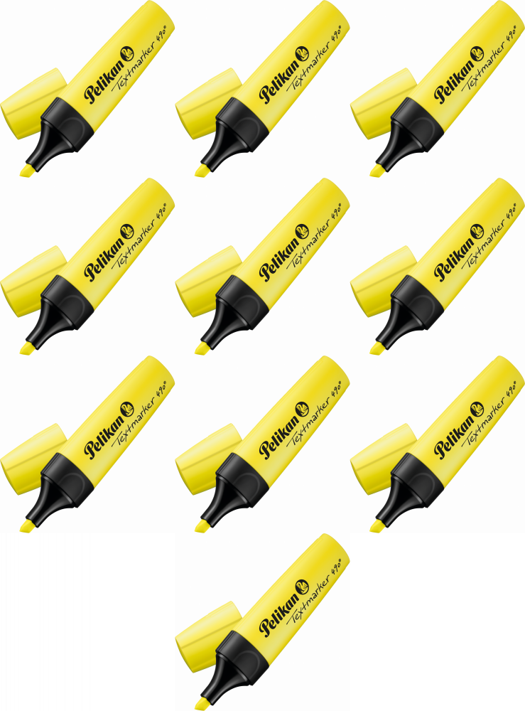 10x Zakreślacz Pelikan 490, ścięta, żółty