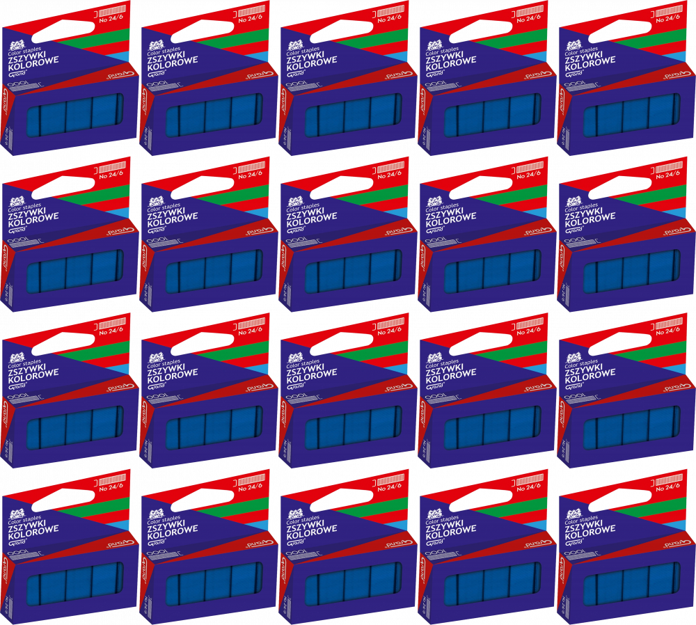20x Zszywki kolorowe Grand, 24/6, 1000 sztuk, niebieski