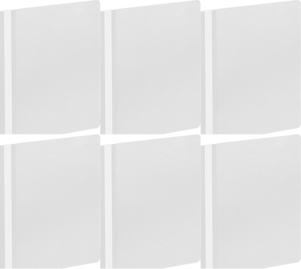 6x Skoroszyt plastikowy bez oczek Grand GR 505, A4, biały