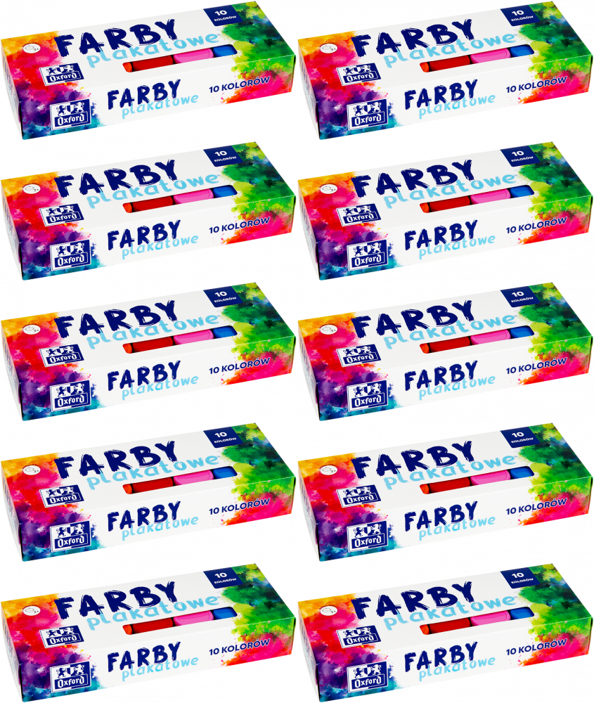 10x Farby plakatowe Oxford, 20ml, 10 sztuk, mix kolorów