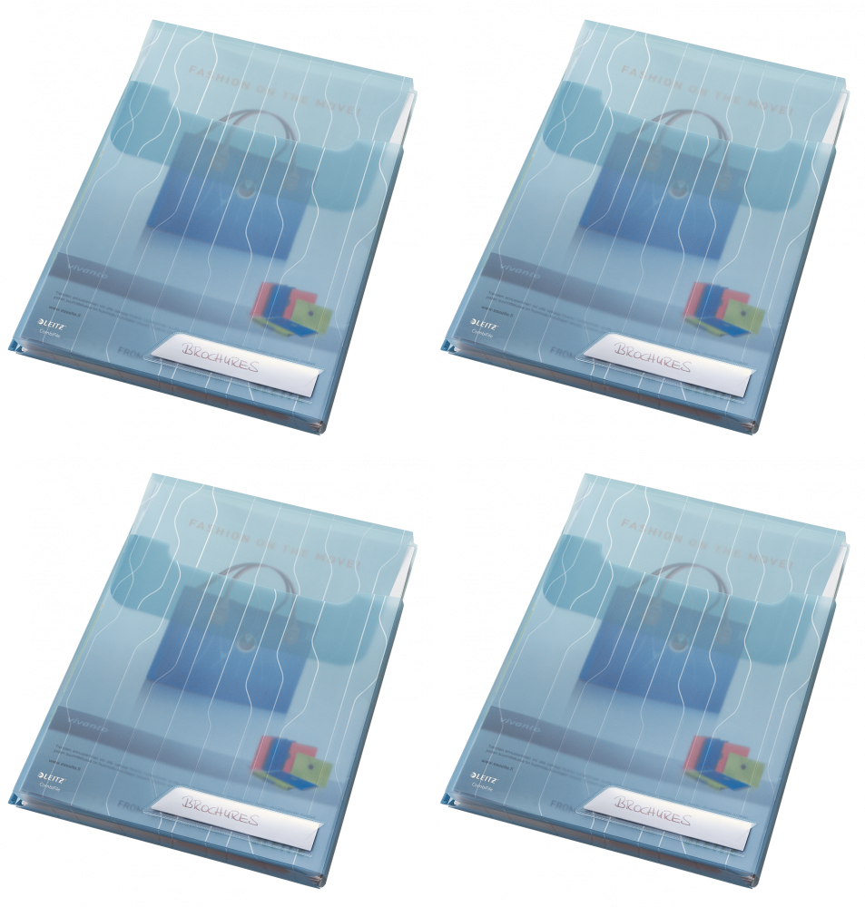 4x Folder groszkowy Leitz CombiFile, poszerzany, z klapką, A4, do 150 kartek, 200μm, 3 sztuki, niebieski