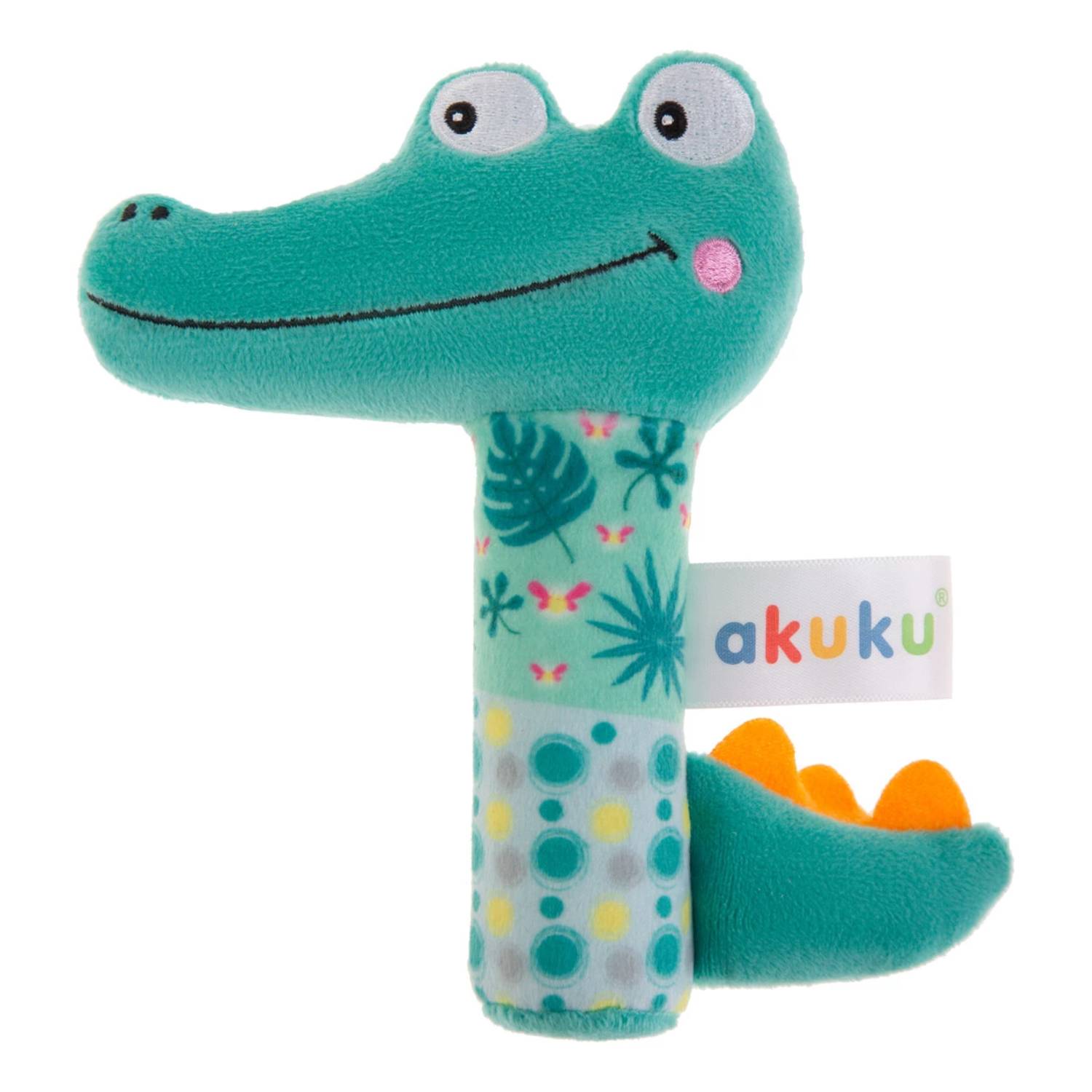 Akuku - grzechotka krokodyl pluszowa z piszczkiem a0644, 1 sztuka
