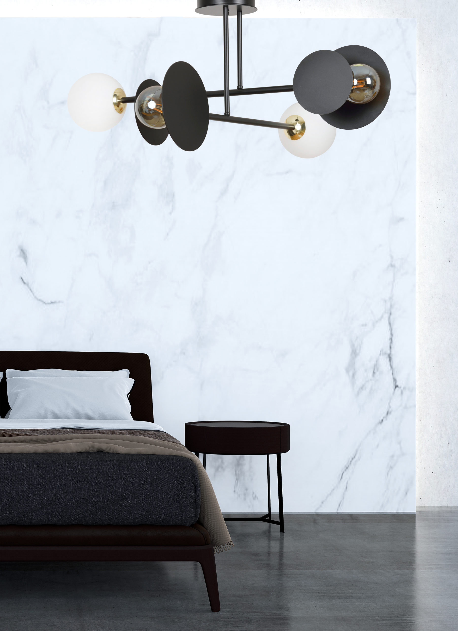 Emibig Minerva lampa podsufitowa 4x15 W biała-czarna-złota 612/4