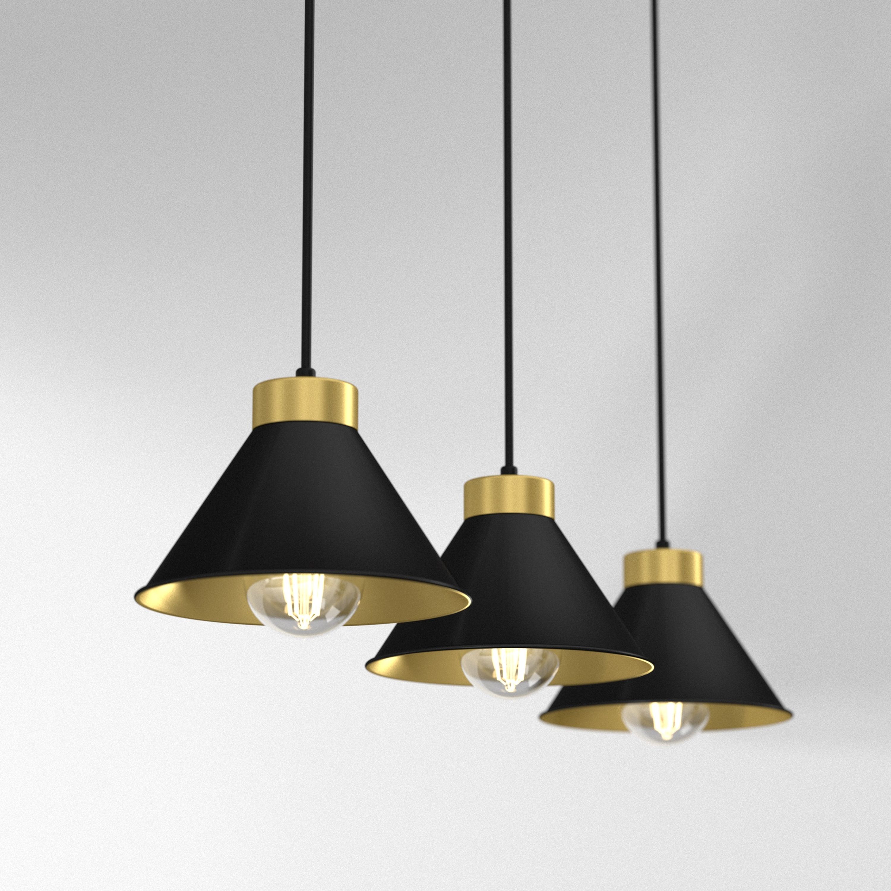 Luminex Demet lampa wisząca 3x60 W czarna-złota 0628