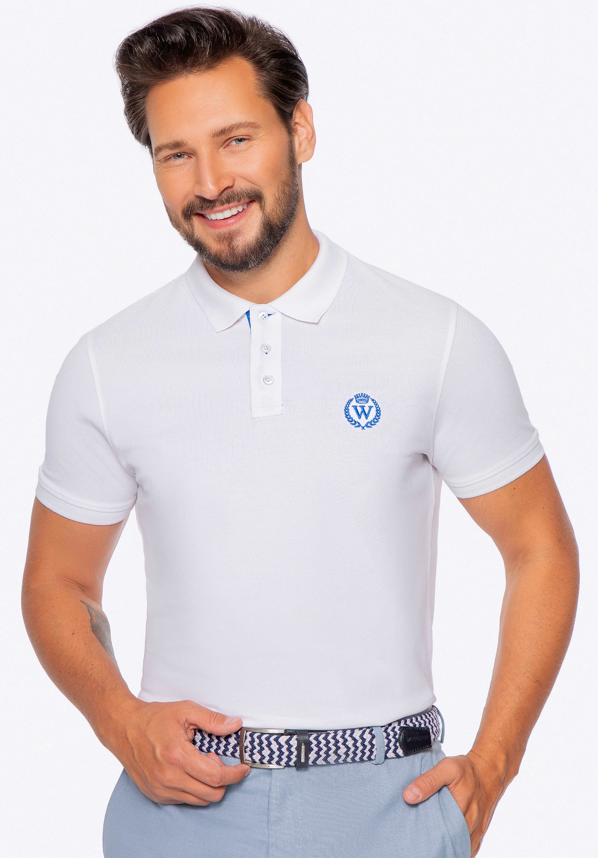 Koszulka polo męska bawełniana z kolorowym logo biała