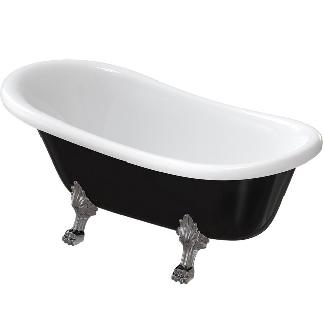 OMNIRES Wanna wolnostojąca ATENA COMFORT M+ 157x77 biały/czarny połys