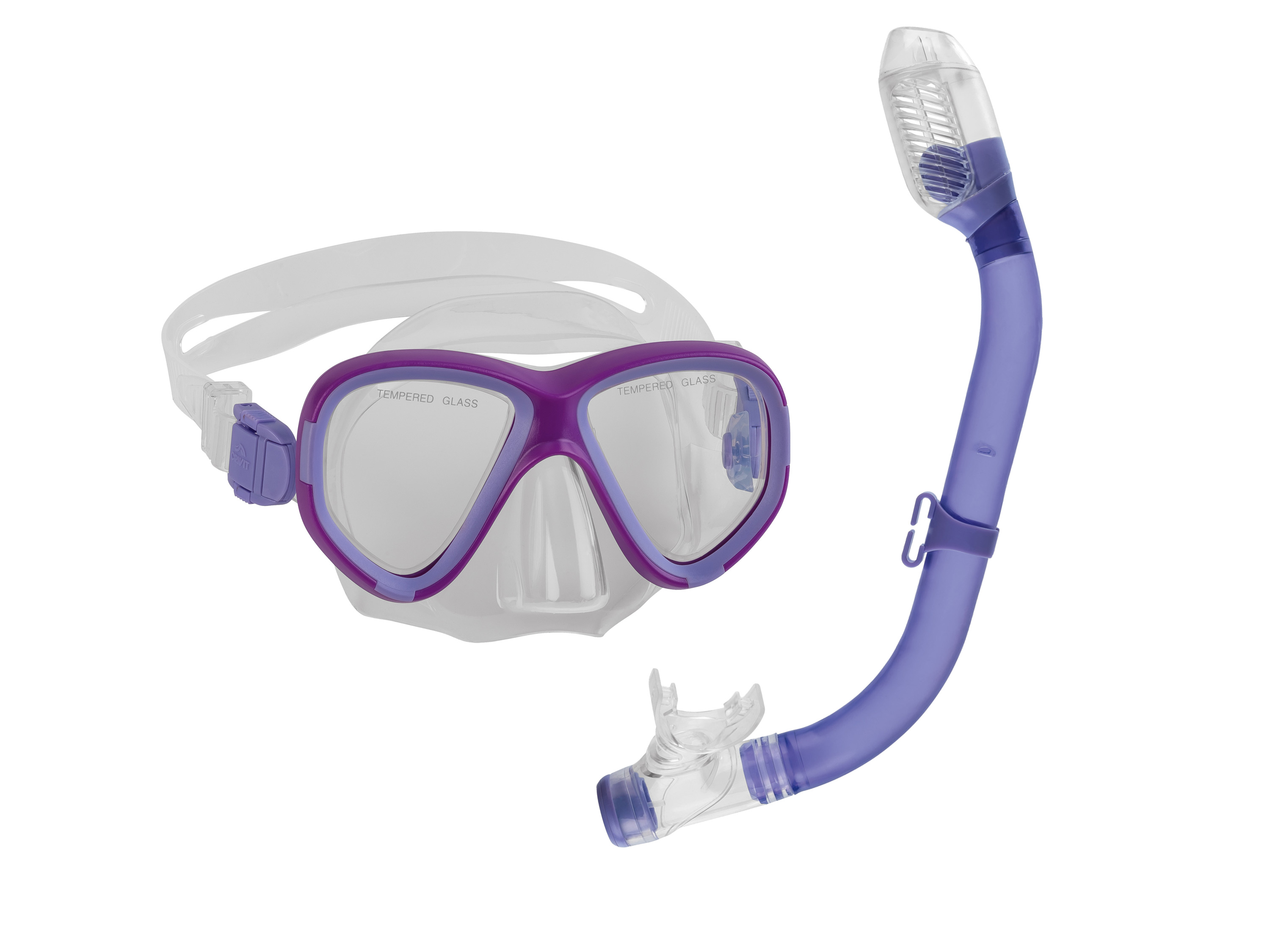 CRIVIT Zestaw do snorkelingu dla dzieci (Fioletowy), maska do nurkowania, fajka, silikon, szerokie pole widzenia