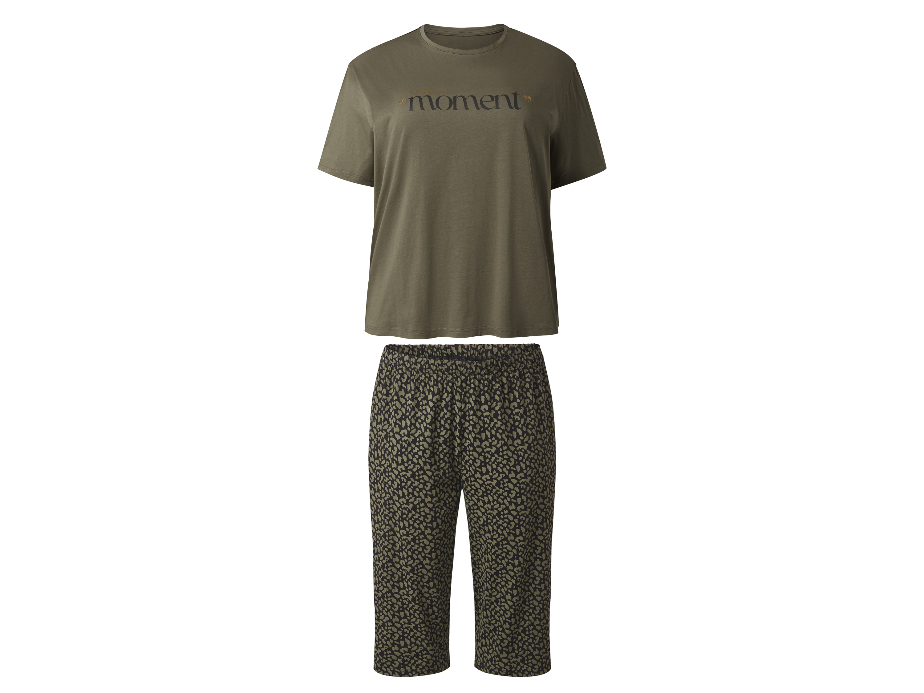 esmara Piżama damska z wiskozą Khaki/ czarny, Xl48/50