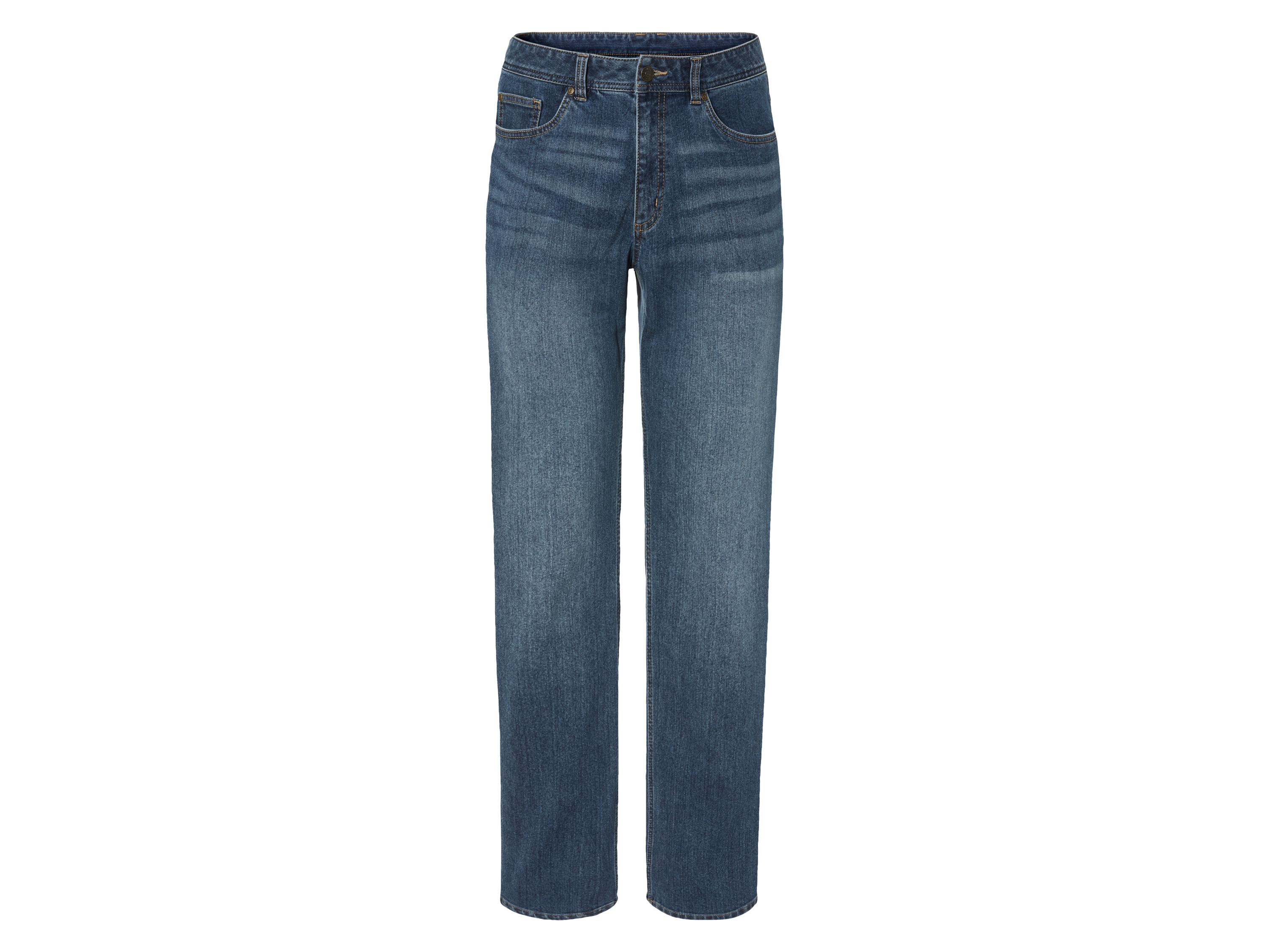 LIVERGY Spodnie termiczne męskie, straight fit, 46 (30/32), Niebieski, z bawełną, miękkie i ciepłe