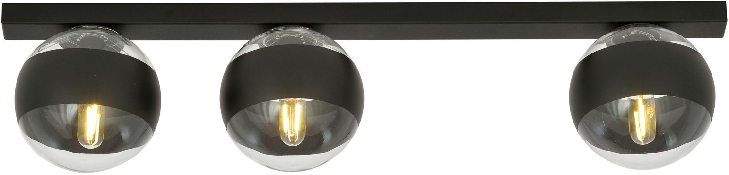 Darmowa Dostawa - Lampa podsufitowa 3x10 W czarna-przezroczysta Emibig Fit Stripe 11233
