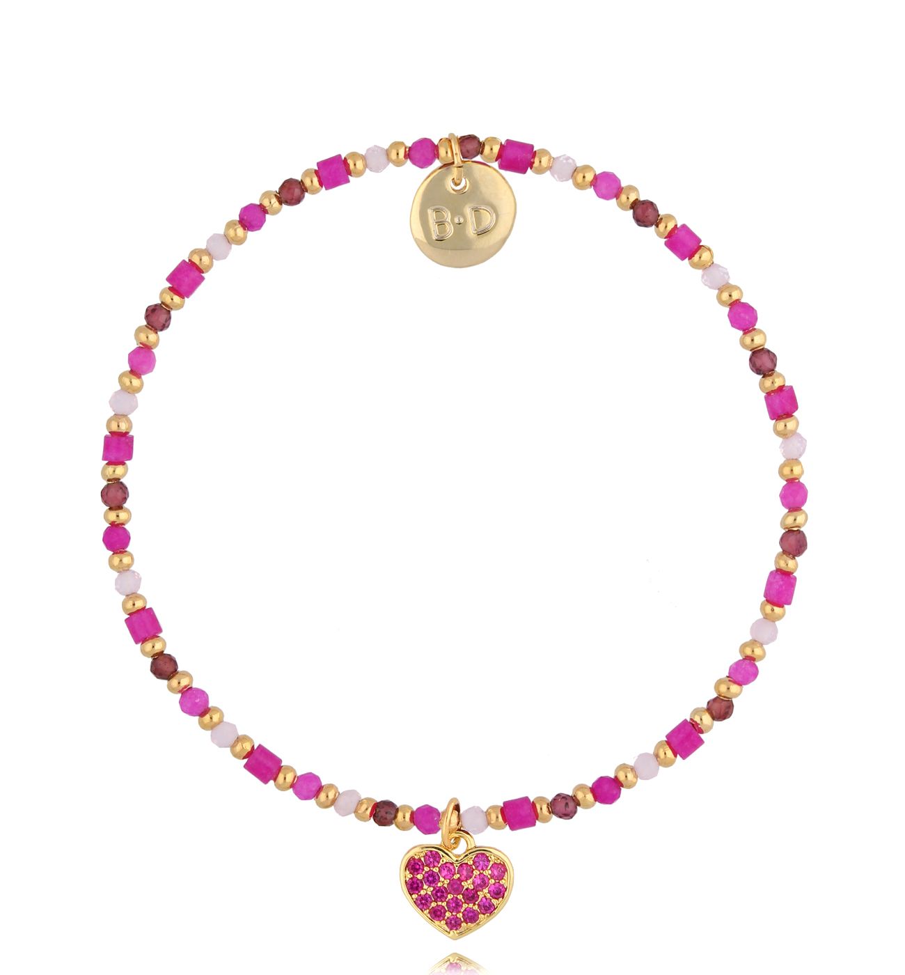 Bransoletka fuksjowa z sercem Fuchsia Heart - By Dziubeka