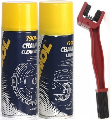 MANNOL ZESTAW DO ŁAŃCUCHA SMAR+SPRAY+SZCZOTKA - Petrostar