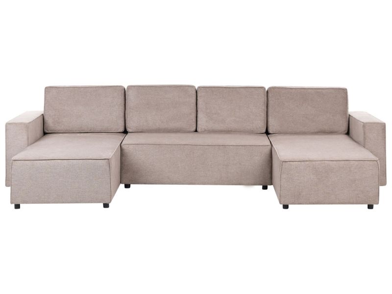 Sofa w kształcie U Vatne Jasnobrązowy Tkanina Symetryczny 1 szt.