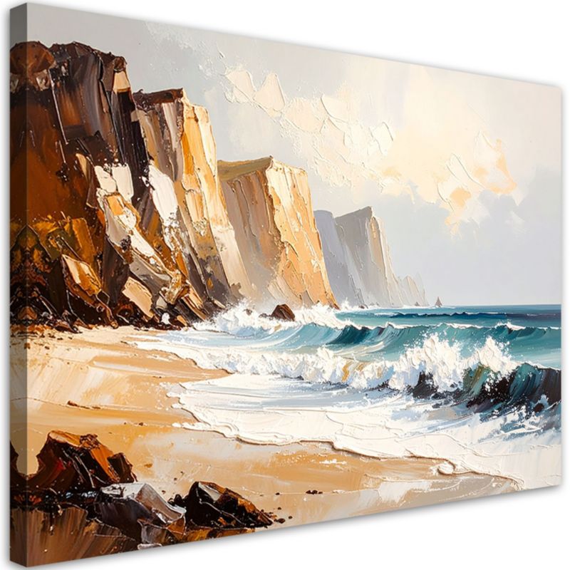 Obraz na płótnie do salonu Feeby Skały Plaża Morze jak malowany 100x70cm 1szt