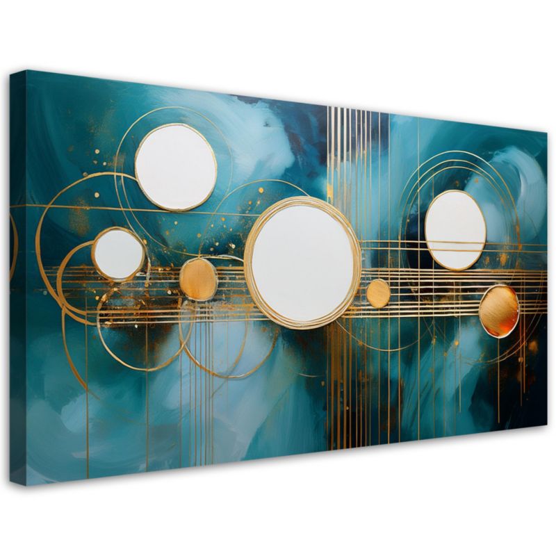 Obraz na płótnie Feeby Abstrakcja Geometryczne Koła Turkusowy 120x60cm 1szt
