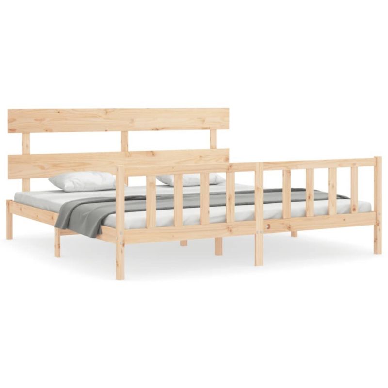 Łóżko drewniane WaszeMeble 200x200 cm brązowe WM-3193291 1 szt.