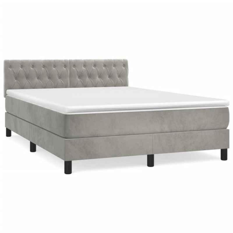 Łóżko kontynentalne WaszeMeble 140x190 cm jasnoszare WM-3141485 1 szt.