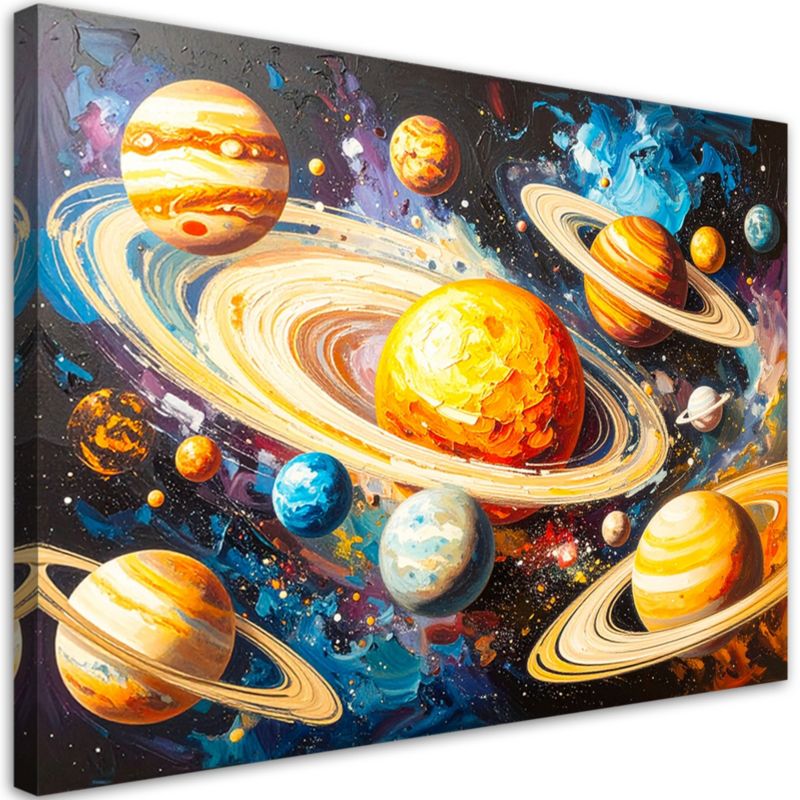 Obraz młodzieżowy do salonu biura Feeby Kosmos Planety Abstrakcja 90x60cm 1szt