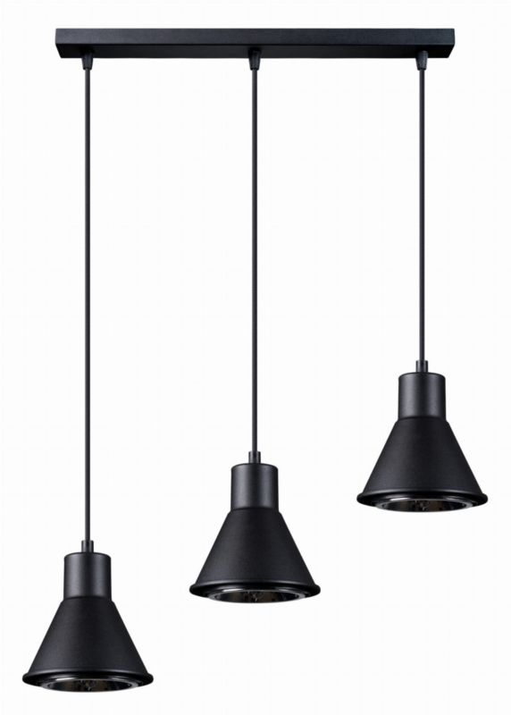 Lampa sufitowa wisząca Sollux Lighting Tazila 5752 czarna szerokość 45 cm 3xES111 x 60W 1 szt.