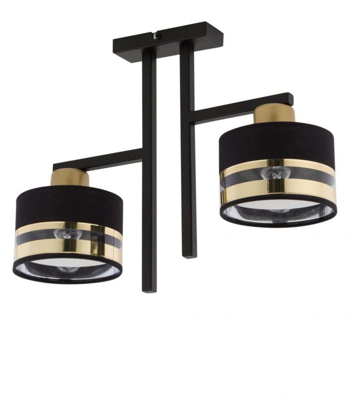 Lampa sufitowa wisząca Sigma Lighting Pro 4466 czarno-złota dekoracyjna 2xE27 x 1 szt.