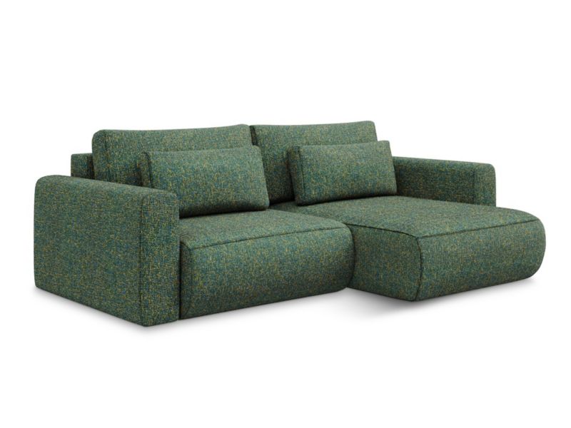 Narożnik prawostronny z funkcją spania Makamii Kapua z tkaniny strukturalnej 240x149 cm zielony 1 szt.