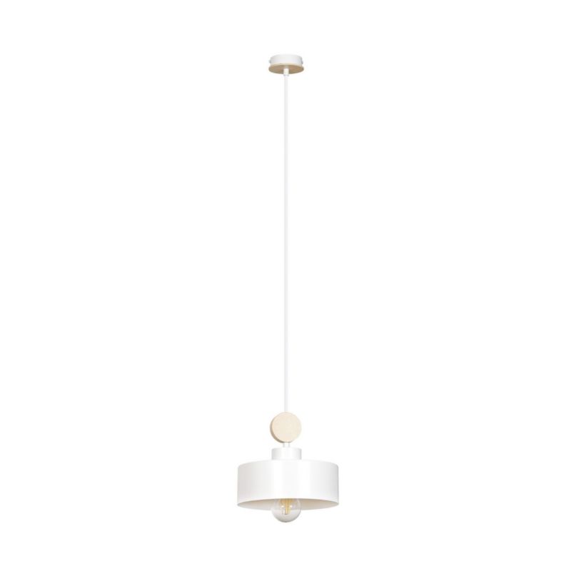 Lampa sufitowa Emibig Tuniso biała jasne drewno wym: 100 x 20 x 20 cm 1xE27 x 15W 1 szt.