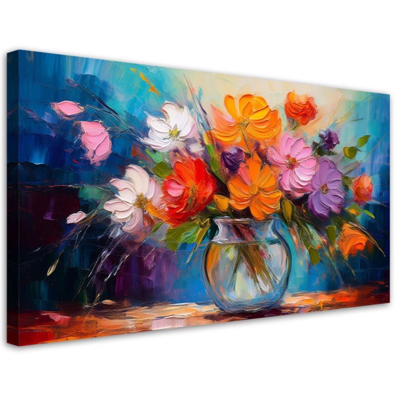 Obraz na płótnie Feeby Malowany Bukiet Kwiatów w Wazonie 120x60cm 1szt