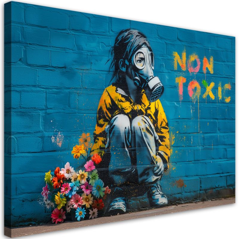 Obraz na płótnie Feeby Dziewczynka z kwiatami Street Art 100x70cm 1szt