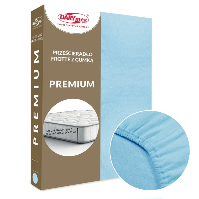 Prześcieradło frotte z gumką Darymex 90x200 kolor niebieski PREMIUM 1 szt.