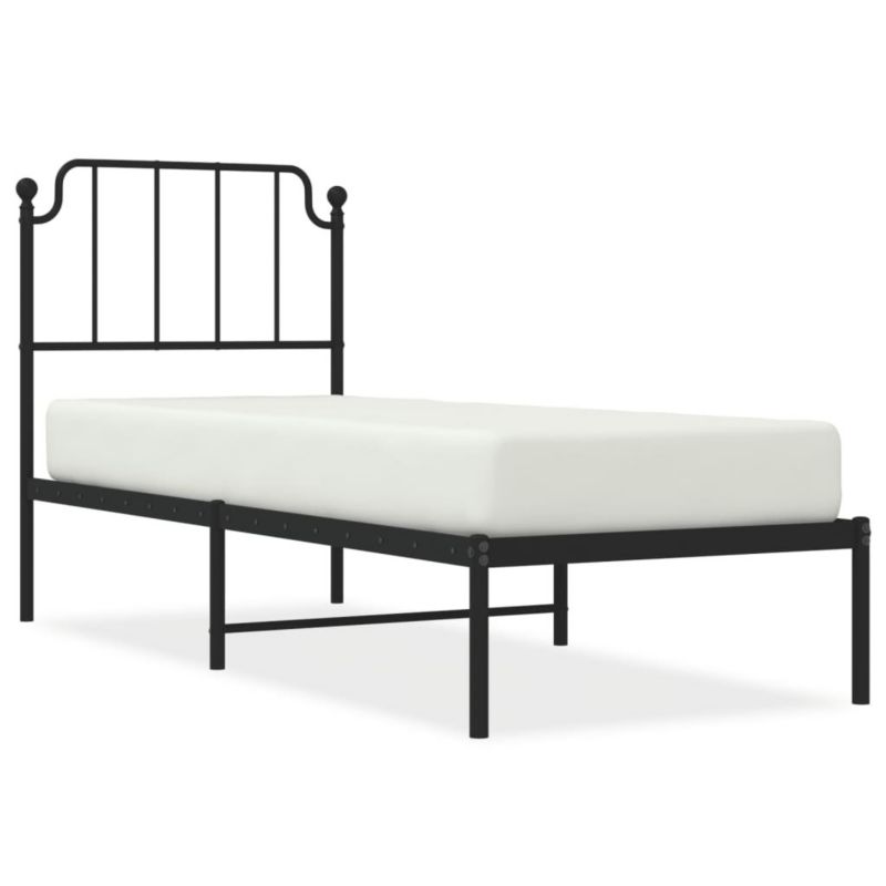 Łóżko metalowe WaszeMeble 80x200 cm z wezgłowiem czarne 1 szt.