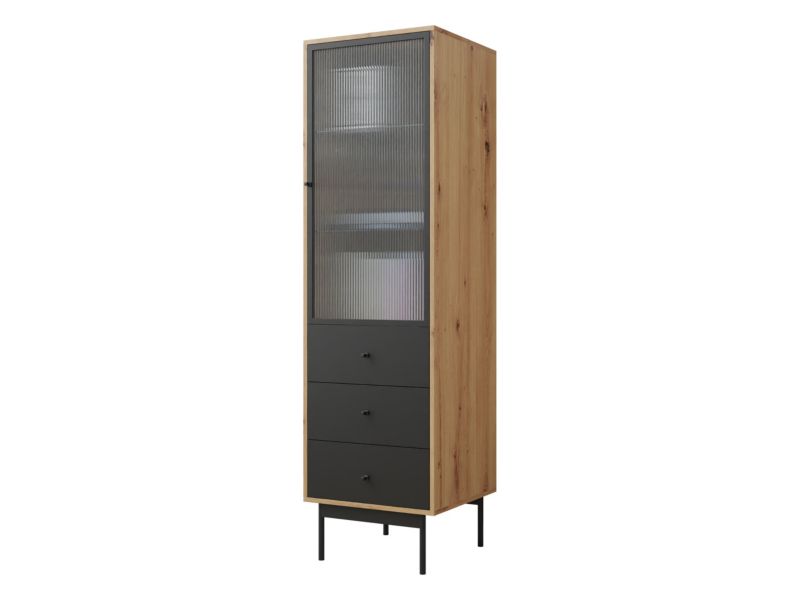 Witryna MIRJAN 24 Bartise 1D3SZ dąb artisan / czarny 1 szt.