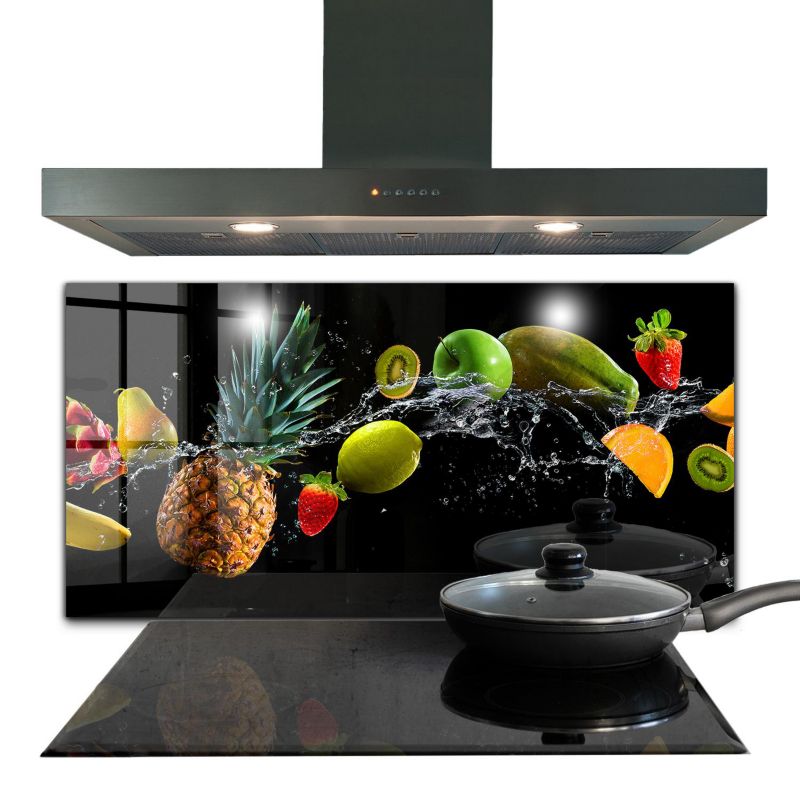 Osłona kuchenna Wallfluent 100x50 cm Soczyste Owoce Szklany 1 szt.