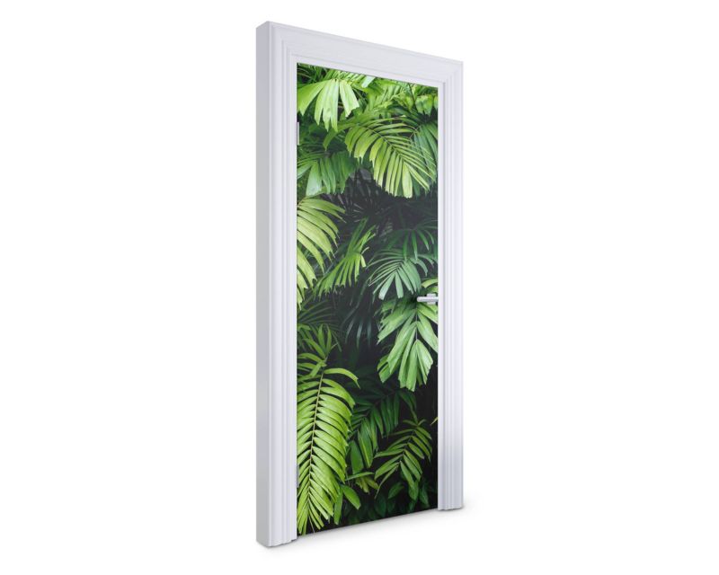 Samoprzylepna naklejka na drzwi Wallfluent 75x205 cm Zielone liście 1 szt.
