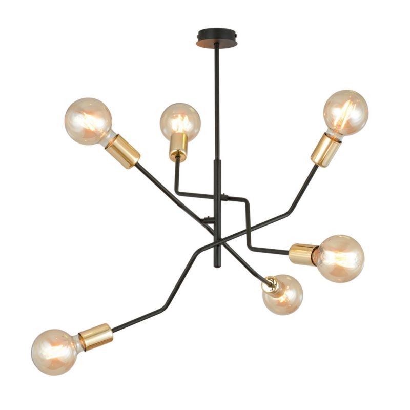 Żyrandol Emibig Bolt czarno-złoty wym: 53 x 66 cm 6xE27 x 15W 1 szt.