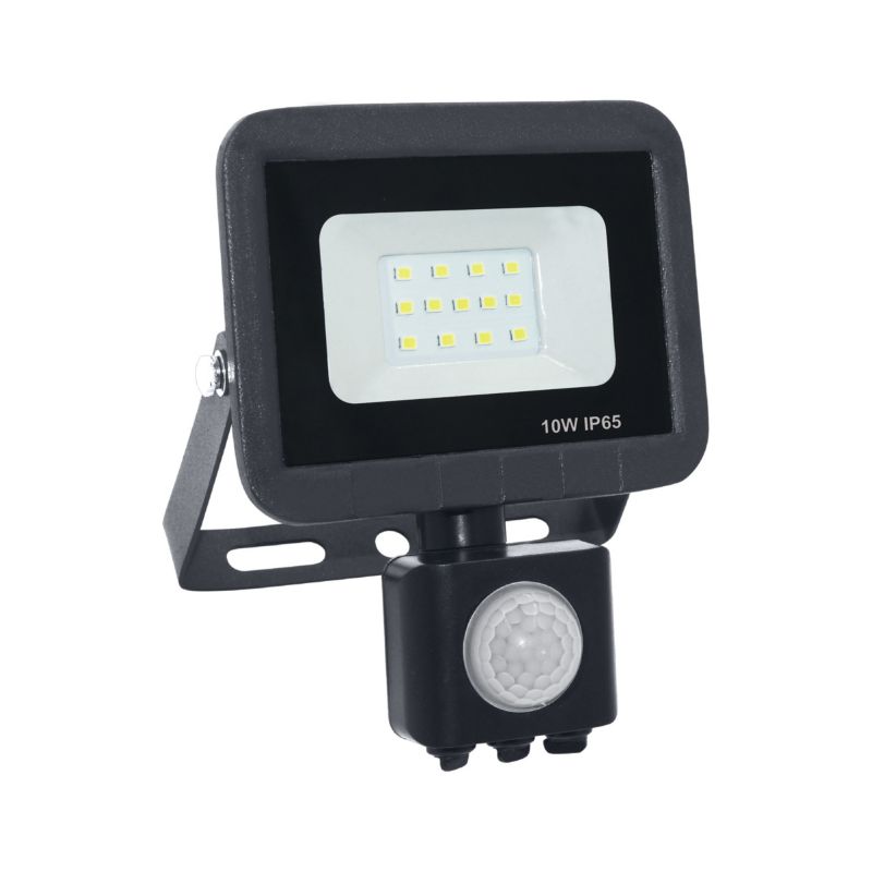 Naświetlacz LED z czujnikiem ruchu Polux czarny LED 10W 6500K 900lm IP65 wym: 13 x 10,5 x 5,9 cm - 1 szt.