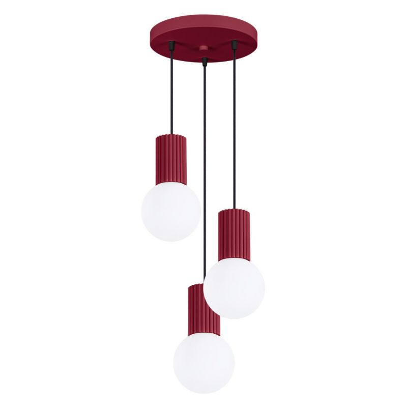 Lampa wisząca Sollux Lighting Halo 7709 burgundowo - biała nowoczesna 3xG9 x 1 szt.