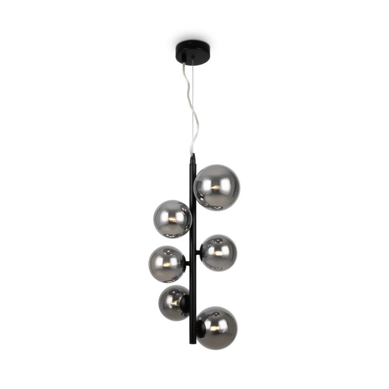Lampa wisząca Maytoni Dallas czarno-dymiona pionowa szklane kule 6xG9 x 28W 1 szt.