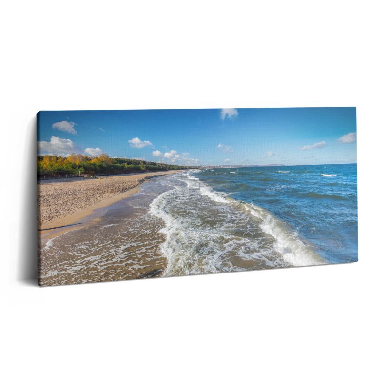 Obraz na płótnie Wallfluent 100x50 cm Brzeg plaży i morskie fale 1 szt.