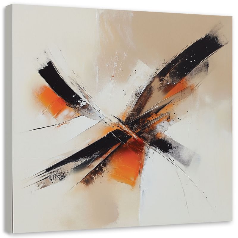 Obraz do salonu sypialni Feeby Abstrakcja beżowy czarny pomarańczowy 60x60cm 1szt