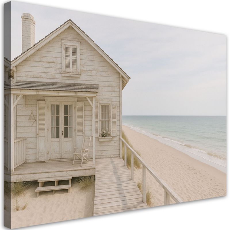 Obraz do salonu sypialni Feeby Drewniany domek Plaża Shabby Chic 60x40cm 1szt