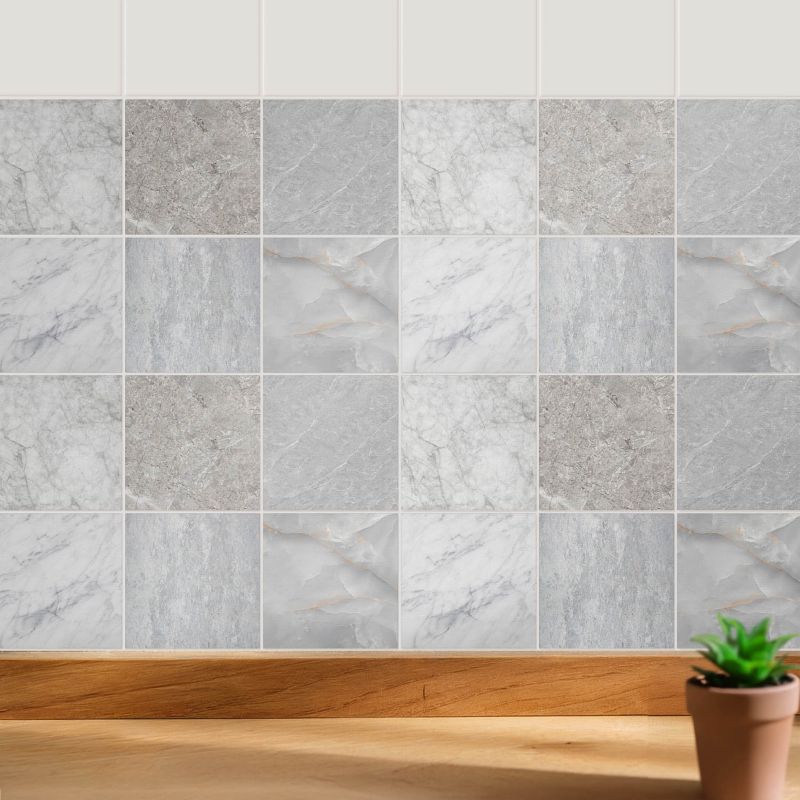Naklejki na kafelki Wallfluent 10x10 cm Marmurowe tekstury samoprzylepna folia 24 szt.