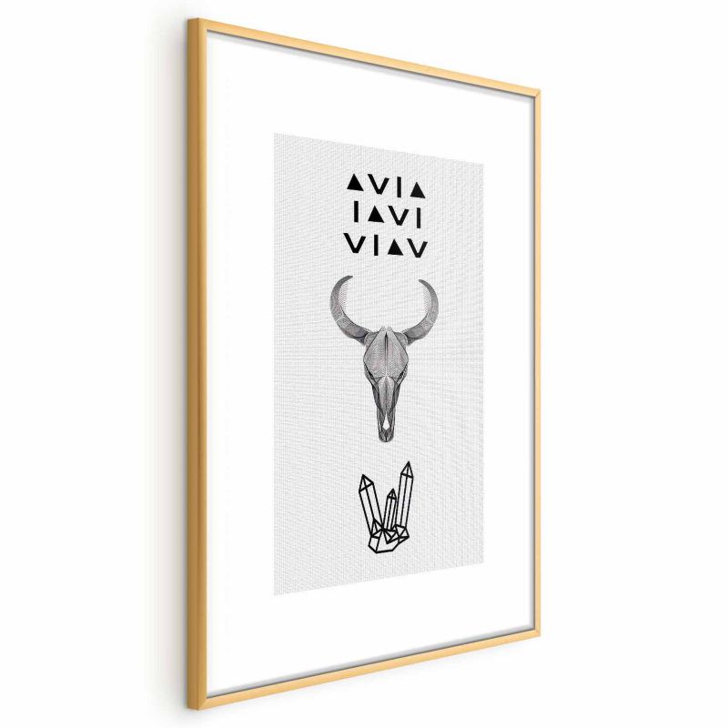 Plakat Artgeist Zwierzęca czaszka 21x30 cm z ramą złotą z marginesem 1 szt