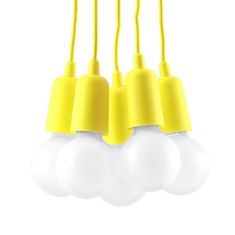 Lampa sufitowa wisząca Sollux Lighting Diego 5791 żółta szerokość 10 cm 5xE27 x 60W 1 szt.
