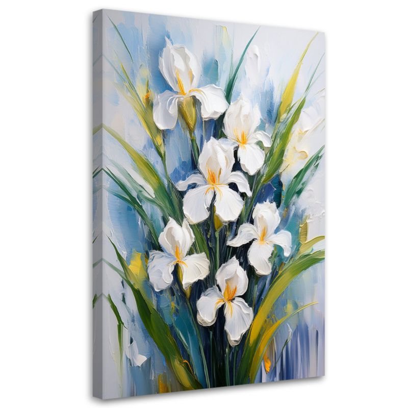 Obraz na płótnie Feeby Białe Irysy Kwiaty Malowane 70x100cm 1szt