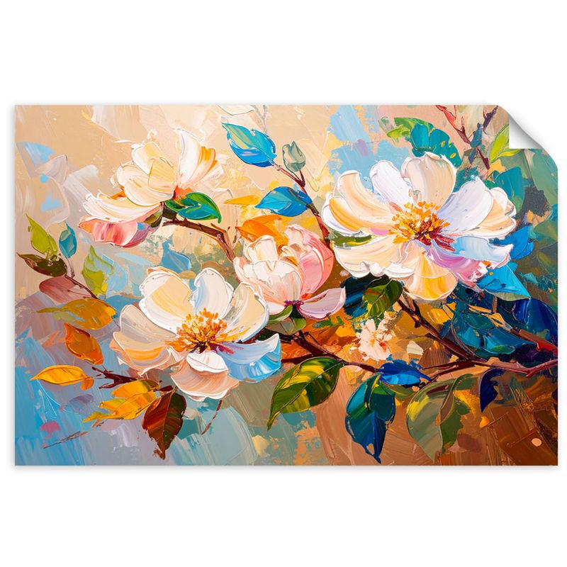 Naklejka na ścianę Feeby Kolorowe Kwiaty Liście Natura 120x80cm 1szt