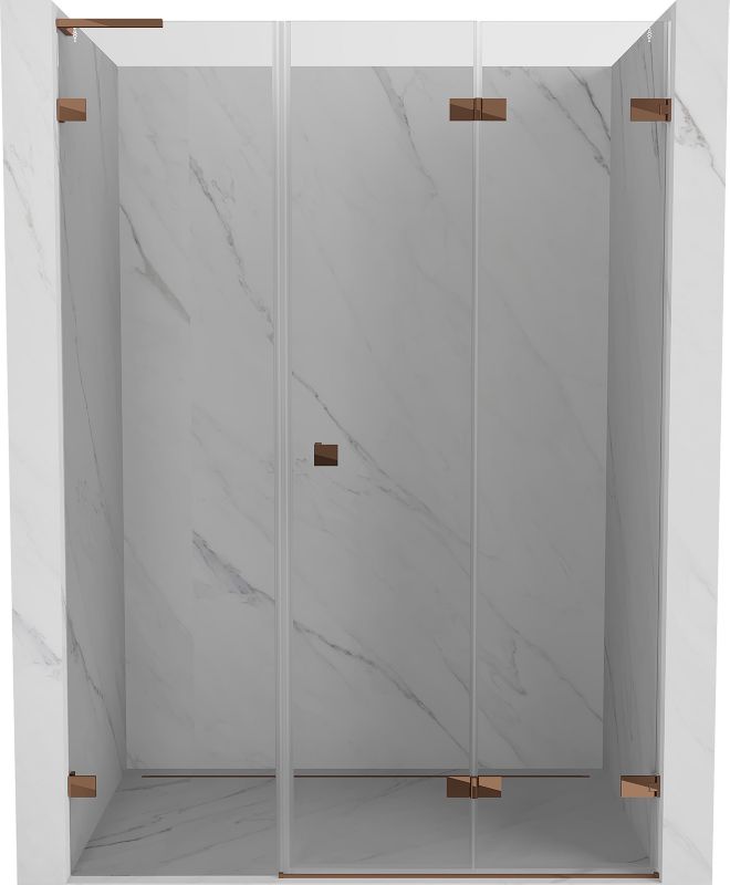 Drzwi prysznicowe składane Mexen Lunar-F L różowe złoto 115x200 cm 1 szt.